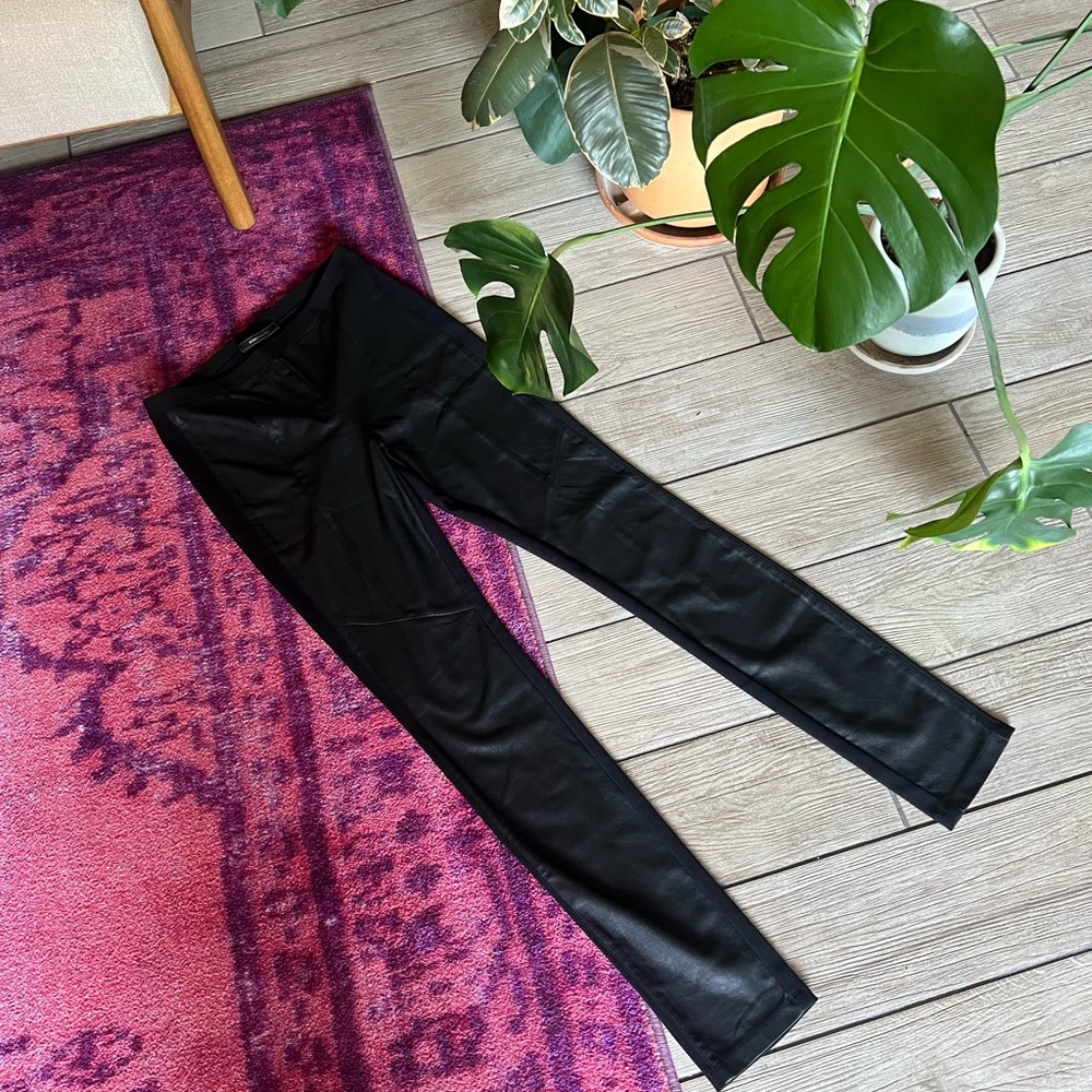 BCBGMaxAzria Maddex Ribbed Leggings with Vegan Leather – Size S